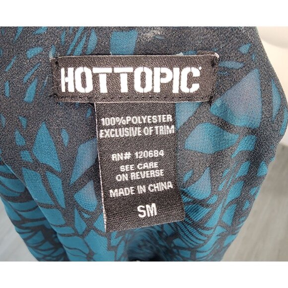 Women's Hot Topic Teal Black Sheer Velvet Fringed Cardigan Kimono Small Geometri - Picture 6 of 7